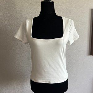 SINCERELY JULES WHITE SQUARE NECK TOP